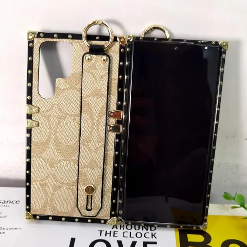 Miniatura 4 de Funda de cuero de lujo para Samsung Galaxy S22 Ultra con correa para pulsera, anticaídas, funda protectora de diseñador compatible con Samsung S22