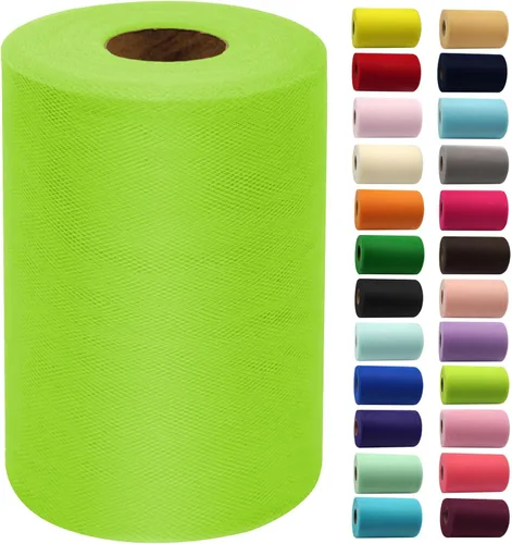 Miniatura 22 de Rollos de tela de tul de 6 pulgadas por 100 yardas (300 pies) Carrete de cinta de tul para manualidades, tutú, arco para la cabeza, decoración