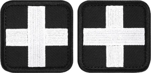 Miniatura 12 de LIVANS Medic Cross Morale Patch, parche médico blanco de primeros auxilios, parches tácticos de gancho y bucle EMT, 2 paquetes para mochilas Rojo