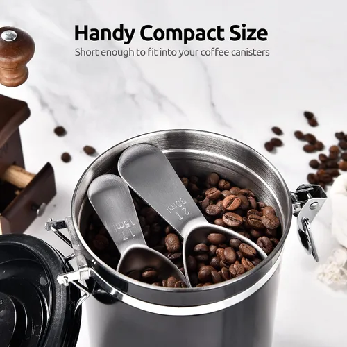 Miniatura 5 de Cuchara de café: U-Taste de acero inoxidable 18/8, cuchara medidora de café de 1 cucharada y 2 cucharadas, cuchara medidora de mango corto para café