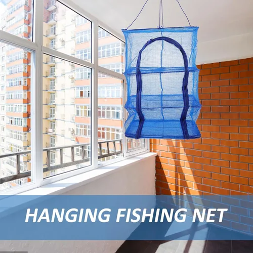 Miniatura 7 de Jaula de pescado plegable Estante de secado de peces Estante colgante para secadora colgante para lavandería Camarones Red de secado de peces Red