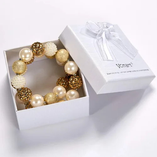 Miniatura 9 de vcmart Juego de collar y pulsera de cuentas de chicle grueso dorado para niñas como regalo, Plástico