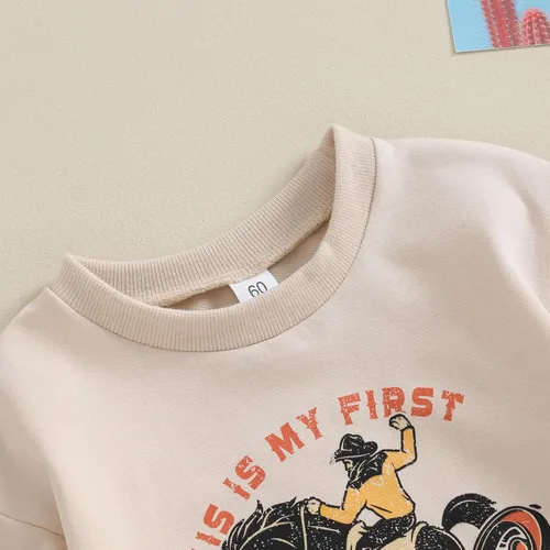 Miniatura 4 de SAYOO Conjunto de vaquero occidental para bebé, niña, niño, sudadera con estampado de vaca, suéter de gran tamaño, ropa de otoño para bebés, 0-24