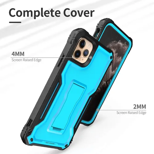 Miniatura 3 de ExoGuard Funda para iPhone 11 Pro Max, funda de goma a prueba de golpes de cuerpo completo, protector de pantalla integrado con soporte para iPhone