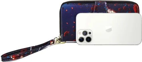 Miniatura 95 de Cartera de mano para mujer, estilo bohemio, con RFID, elegante, espaciosa con correa para viajes, capacidad para tarjetas, teléfono, dinero
