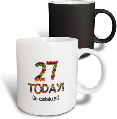 Miniatura 13 de 3dRose 27 Today in Celsius-Funny 80Th Birthday 27C is 80 in Fahrenheit Taza de dos tonos, 11 oz, color negro