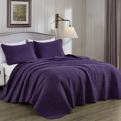 Miniatura 16 de Chezmoi Collection Kingston Juego de Colcha Tamaño King, 3 Piezas Gris Colcha Acolchada de Microfibra Ligera de Gran Tamaño Cubrecama (118"x106")
