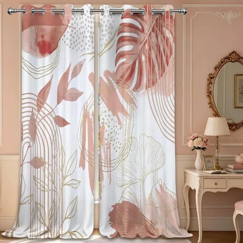 Miniatura 53 de Cortinas opacas negras y doradas, cortinas modernas de mediados de siglo para dormitorio, sala de estar, 63 pulgadas de largo, juego de 2 paneles