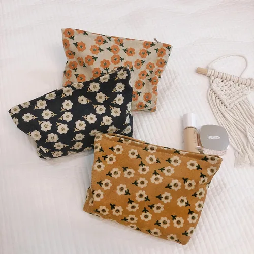 Miniatura 6 de Bolsa de maquillaje estética HAPPYHEIDI, bolsa de cosméticos y artículos de aseo con cremallera para viajes, con forro de lona, organizador de 001