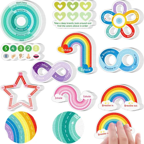 Miniatura 19 de Crtiin 80 calcomanías sensoriales para ansiedad, táctiles, ásperas, para la salud mental, autismo, TDAH, atención plena, para aliviar el estrés