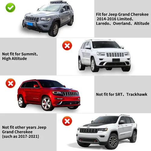 Miniatura 2 de JHO Cubierta de luces antiniebla delanteras de automóvil, marco de lámpara antiniebla, reemplazo para Jeep Grand Cherokee 2014-2016 2015 Accesorios