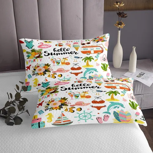 Miniatura 4 de Colcha de camping en la playa, tamaño King para mujeres adultas, juego de edredón con temática de verano para surf, caravana, cámper, automóvil