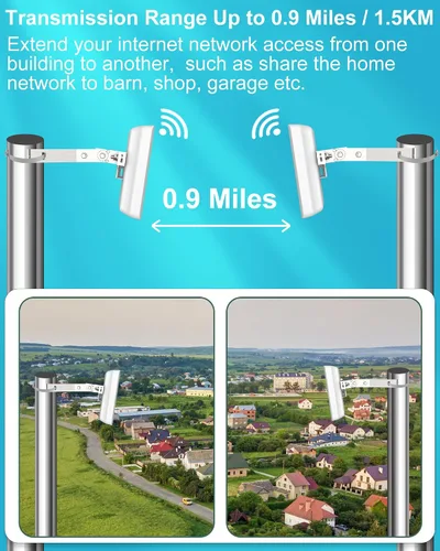 Miniatura 7 de Puente inalámbrico punto a punto al aire libre con soporte, 5.8GHz 100Mkbps CPE Extensor WiFi Starlink para exteriores, punto de acceso de largo