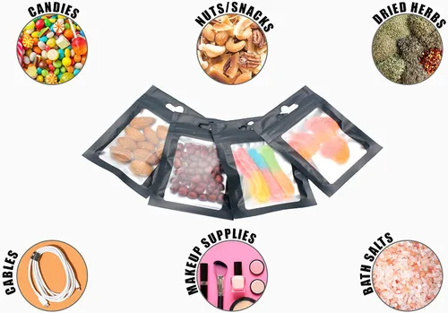 Miniatura 5 de Paquete de 350 bolsas de papel de aluminio resellables y a prueba de olores de Mylar, bolsa con cierre con cremallera para recuerdos de fiesta