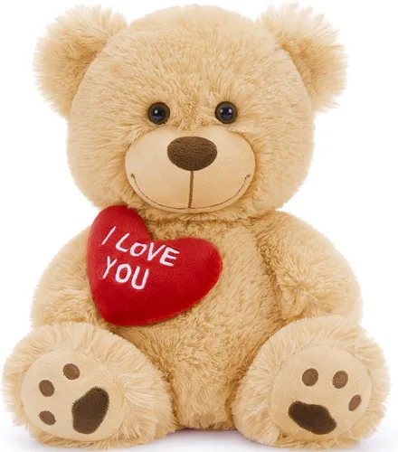 Miniatura 11 de BENINY Osos de peluche grandes en forma de corazón rojo, osos de peluche negros con bordado "Te quiero" para novia, osos de peluche grandes