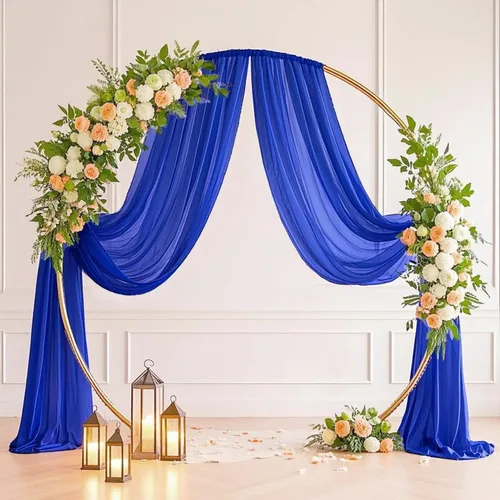 Miniatura 6 de FANPROMS Cortinas de gasa para arco de boda, 2 paneles de 18 pies, cortinas de gasa transparente para ceremonia, 6 yardas, tela drapeada para arco