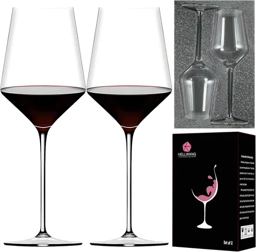 Juego de 2 copas de vino, sopladas a mano para transparentes, ultrafinas, brillantes y cegadoras, lo mejor para cata de vinos, Navidad, cumpleaños,