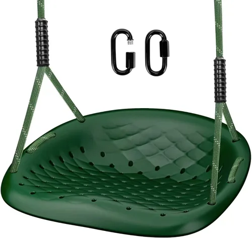 Miniatura 9 de Columpio de árbol resistente, asiento de columpio para exteriores de 550 libras de capacidad para adultos y niños, altura ajustable con cuerdas