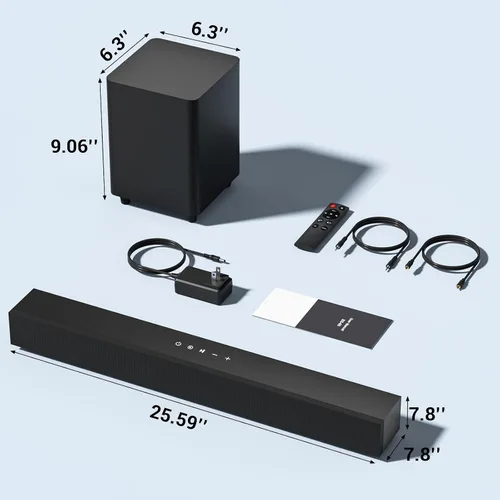 Miniatura 7 de Barra de sonido para TV con subwoofer, altavoz Bluetooth de 60 W, graves profundos, sistema de sonido envolvente de cine en casa de 2.1 canales