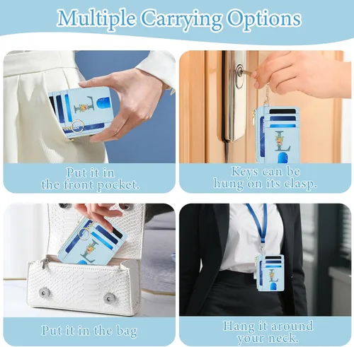 Miniatura 5 de Tarjetero para mujer minimalista y delgado con bolsillo frontal, bloqueo RFID, cartera compacta con ventana para identificación y bolsillo
