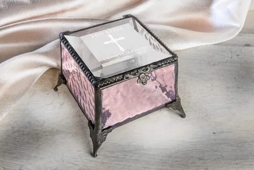 Miniatura 6 de Regalo de confirmación para niña, caja de recuerdo personalizada con vidrieras grabadas J Devlin Bxo 903 EB221 (rosa)