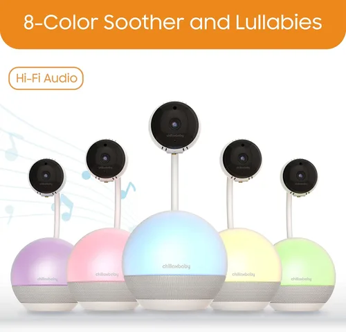 Miniatura 3 de CHILLAX DM600 Baby Mood Lite - Monitor inteligente para bebé con luz nocturna, sensor de temperatura, monitor de sueño con cámara HD, sonidos