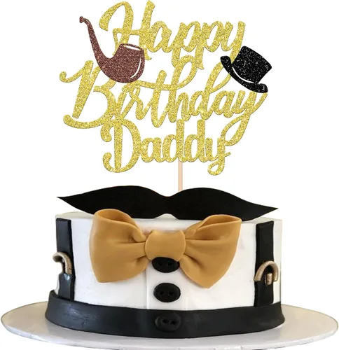 Miniatura 19 de Rsstarxi Paquete de 24 adornos para cupcakes con purpurina negra para el Día del Padre, para el Día del Padre, decoración de tartas, suministros