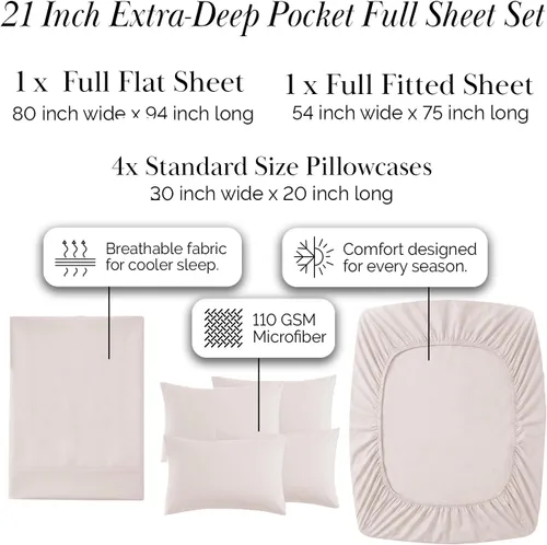 Miniatura 202 de Southshore Fine Living, Inc. Juego de 7 piezas de sábanas King divididas para cama ajustable, juego de sábanas King divididas con bolsillo de 21