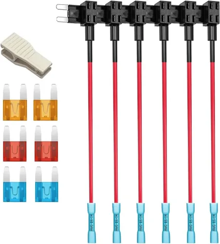 Miniatura 7 de Gebildet 12 V 24 V, Portafusibles Add-a-Circuit Micro 2 con terminales de contracción térmica, soporte de cuchilla tipo clavija con arnés de cables
