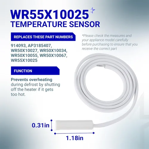 Miniatura 4 de BlueStars Calentador de descongelación para refrigerador WR51X10055, sensor de temperatura WR55X10025 y reemplazo del termostato de descongelación
