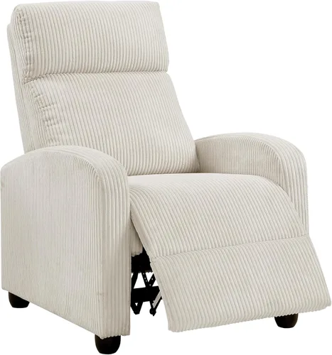 Miniatura 11 de Lexicon Sillón Reclinable de Pana con Respaldo Abatible, Silla de Brazo Reclinable con Respaldo de Empuje, Marco de Madera Maciza y Base de Metal