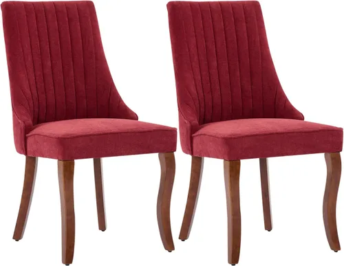 Miniatura 23 de Juego de 8 sillas de comedor, sillas de cocina con canales de lino con patas curvadas de madera maciza, silla de comedor tapizada de tela cómoda