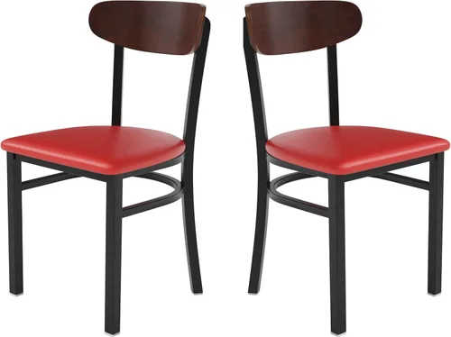 Miniatura 23 de Flash Furniture Wright - Silla de comedor comercial, respaldo de madera con acabado de abedul natural, asiento de vinilo negro, 500 libras