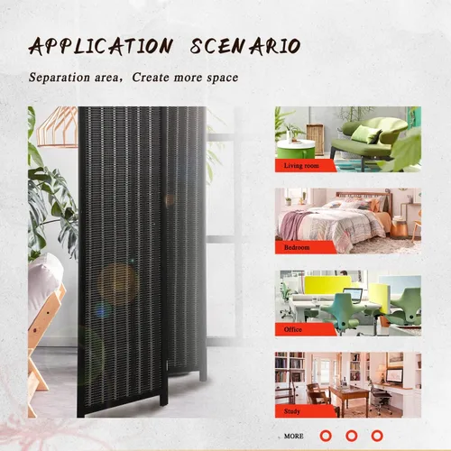 Miniatura 2 de Divisor de habitación, pantallas de privacidad plegables de 6 pies, 4 paneles de bambú, divisor portátil de pared, divisor de habitación