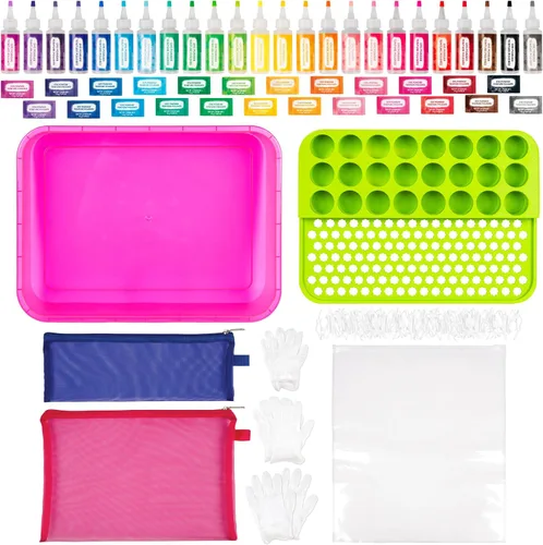 Miniatura 6 de Fashion Angels Kit de teñido anudado y estación de trabajo, artes y manualidades para grupos, incluye botellas prellenadas y tinte, guantes y más