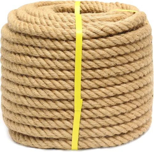 Miniatura 18 de Cuerda de yute de 1 pulgada y 25 pies, cuerda de yute resistente, cuerda de cáñamo natural, cuerda de cáñamo trenzada para manualidades, jardinería