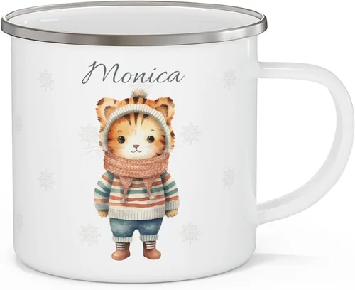 Miniatura 9 de Taza de café personalizada de acero inoxidable de 12 onzas, taza de chocolate caliente personalizada/cereales, ideas de regalo para niños, 1 Gato