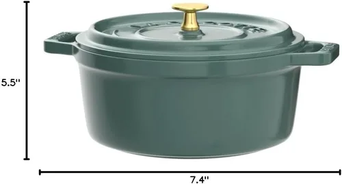 Miniatura 8 de Staub Z1025-988 Pico Cocotte Eucalipto redondo, 5.5 pulgadas (5.5 in), pequeño, doble mano, olla esmaltada fundida, compatible con inducción