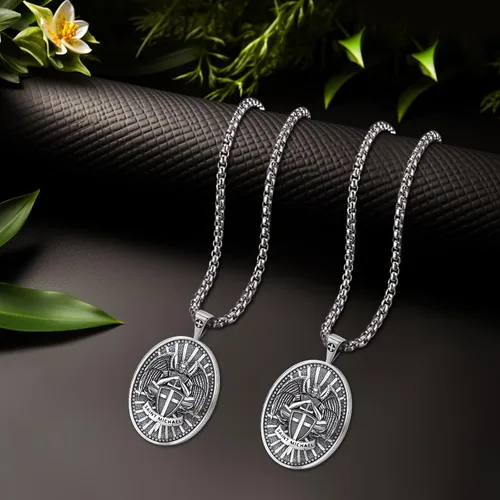 Miniatura 42 de Eusense San Miguel San Cristóbal San Benito San Judas Virgen María Collar chapado en oro 925 joyería religiosa para hombres y mujeres, collar