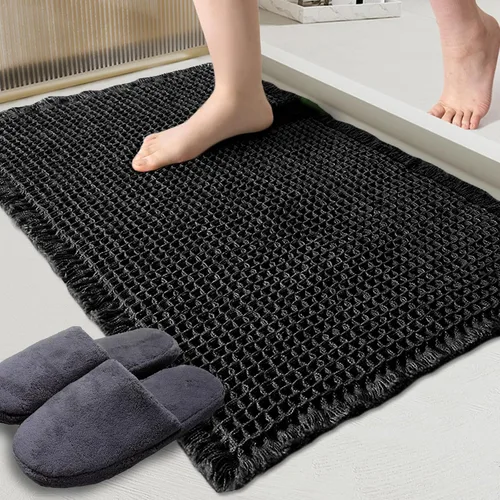 Miniatura 10 de ZALL - Tapete de baño de punto gofre beige, súper absorbente, antideslizante, color crema, 18 x 30 pulgadas, lavable a máquina, ultra suave