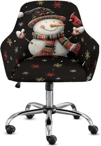 Miniatura 22 de Funda para sillón de invierno con diseño de muñeco de nieve, funda suave para silla de computadora, forro elástico para silla de escritorio, diseño
