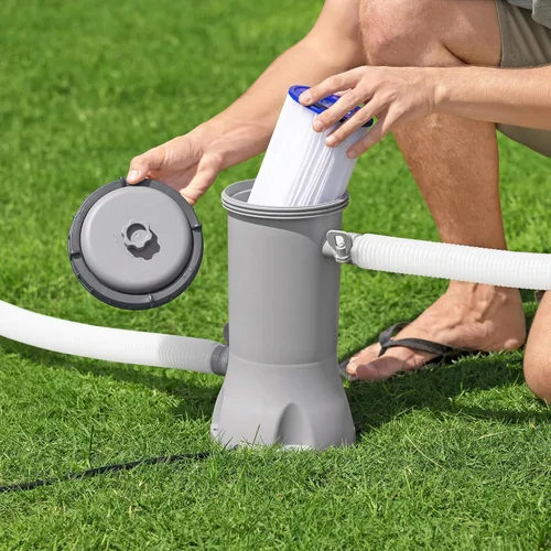 Miniatura 4 de Bestway Flowclear - Cartucho de bomba de filtro de agua para piscina sobre el suelo, 530 galones por hora, 120 voltios con temporizador de apagado