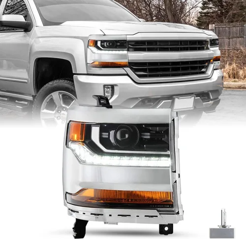 Miniatura 24 de SOCKIR Conjunto de faros delanteros HID/Xenon para Chevy Silverado 1500/2019 Chevy Silverado 1500/2019 Chevy Silverado 1500 LD 2016 2017 2018