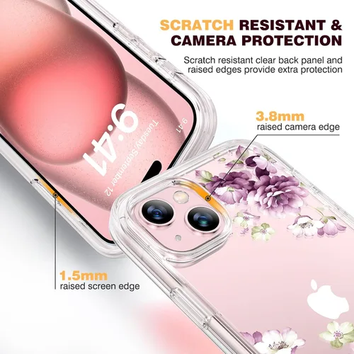 Miniatura 514 de Diaclara Funda diseñada para iPhone 16, mejorada [protección completa de la cámara], carcasa resistente de cuerpo completo con protector de pantalla