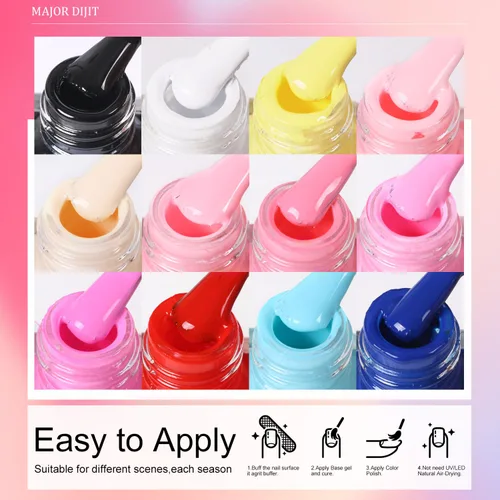Miniatura 5 de Major Dijit Juego de esmalte de uñas de 12 colores de secado rápido primavera-verano, esmalte de uñas popular de color caramelo dulce, kit de arte