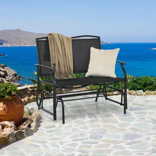 Miniatura 9 de Giantex Bancos planeadores de patio para exteriores, silla mecedora con marco de acero, capacidad de 400 libras, balancín de columpio para patio