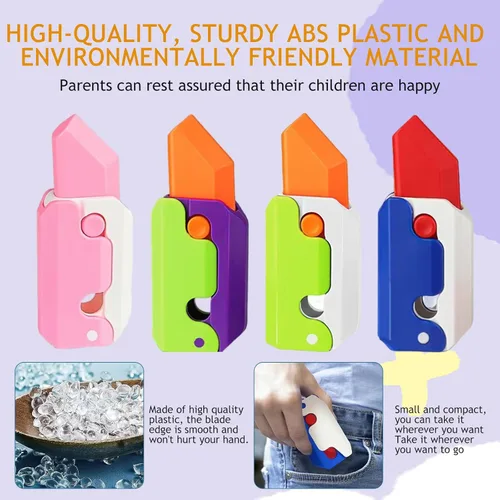 Miniatura 5 de 8 piezas de juguete de plástico de gravedad 3D navaja automática de impresión cuchillo de zanahoria, juguetes fidget de cuchillo sensorial