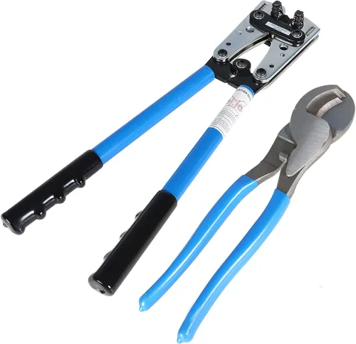 Miniatura 6 de findmall Herramienta de prensado de cables de batería de 6-50 mm² con cortador de cables para 10, 8, 6, 4, 2 y 1/0 AWG, corte de cable de alambre