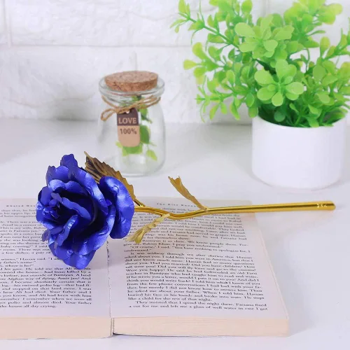 Miniatura 4 de Rosa artificial de oro de 24 quilates para el día de la madre, día de San Valentín, aniversario, cumpleaños, boda, regalo romántico para ella