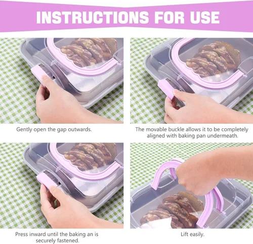 Miniatura 9 de Molde rectangular para pasteles con tapa, bandeja para hornear de 9 x 13 pulgadas con tapa y asa, antiadherente para hornear y asar y cocinar